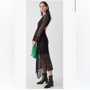 & Other Stories Black Lace Midi Dress